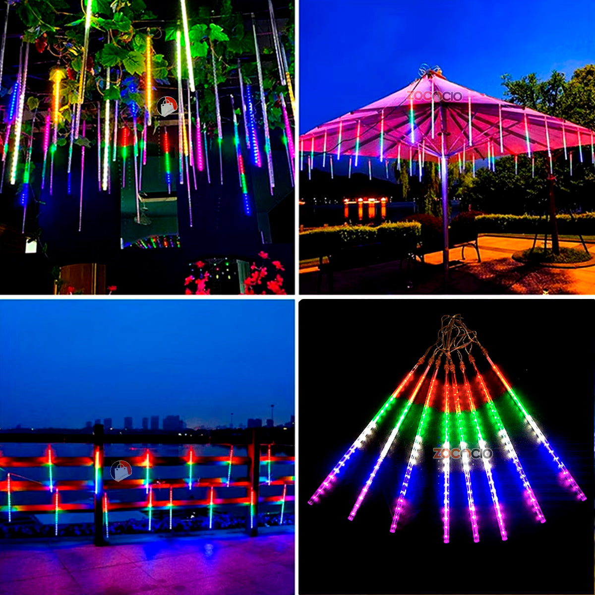 Cascada de Luces Festivas🌟8 tubos con 20 leds cada uno