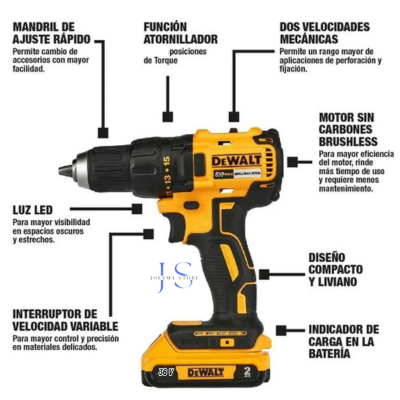 TALADRO PERCUTOR INALAMBRICO DEWALT™ 36V (MANDRIL METALICO 3/8")🧰🛠️