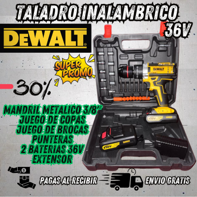 TALADRO PERCUTOR INALAMBRICO DEWALT™ 36V (MANDRIL METALICO 3/8")🧰🛠️