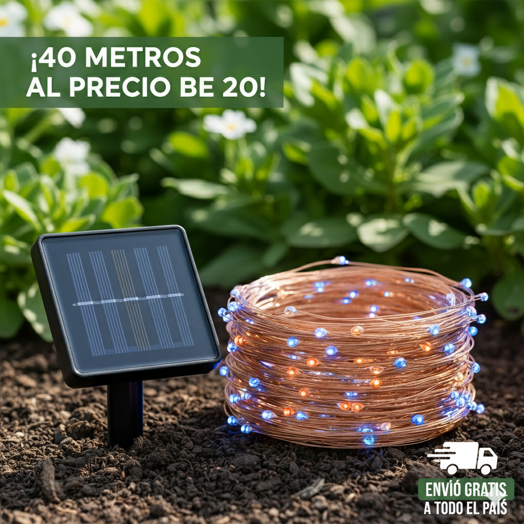 Luces Navidad SolarGlow: Brillo sin Cables 🎄✨PAGA 20 METROS Y LLEVA 40 METROS