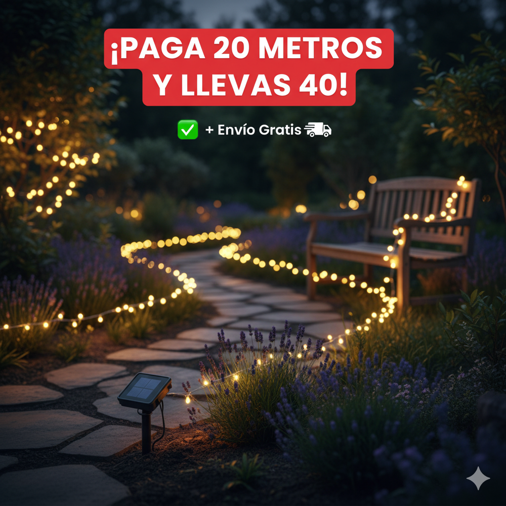 Luces Navidad SolarGlow: Brillo sin Cables 🎄✨PAGA 20 METROS Y LLEVA 40 METROS