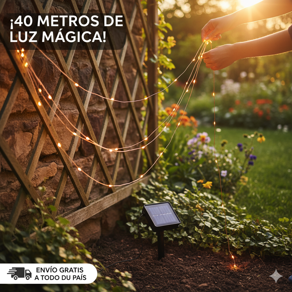 Luces Navidad SolarGlow: Brillo sin Cables 🎄✨PAGA 20 METROS Y LLEVA 40 METROS