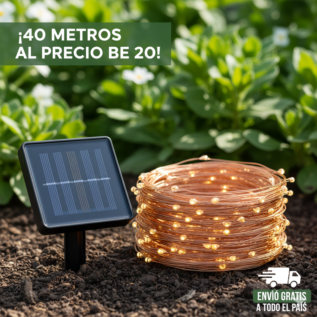 Luces Navidad SolarGlow: Brillo sin Cables 🎄✨PAGA 20 METROS Y LLEVA 40 METROS