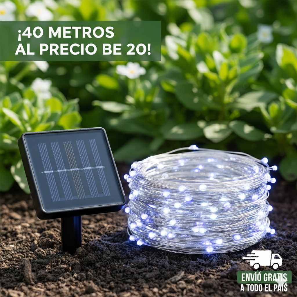 Luces Navidad SolarGlow: Brillo sin Cables 🎄✨PAGA 20 METROS Y LLEVA 40 METROS