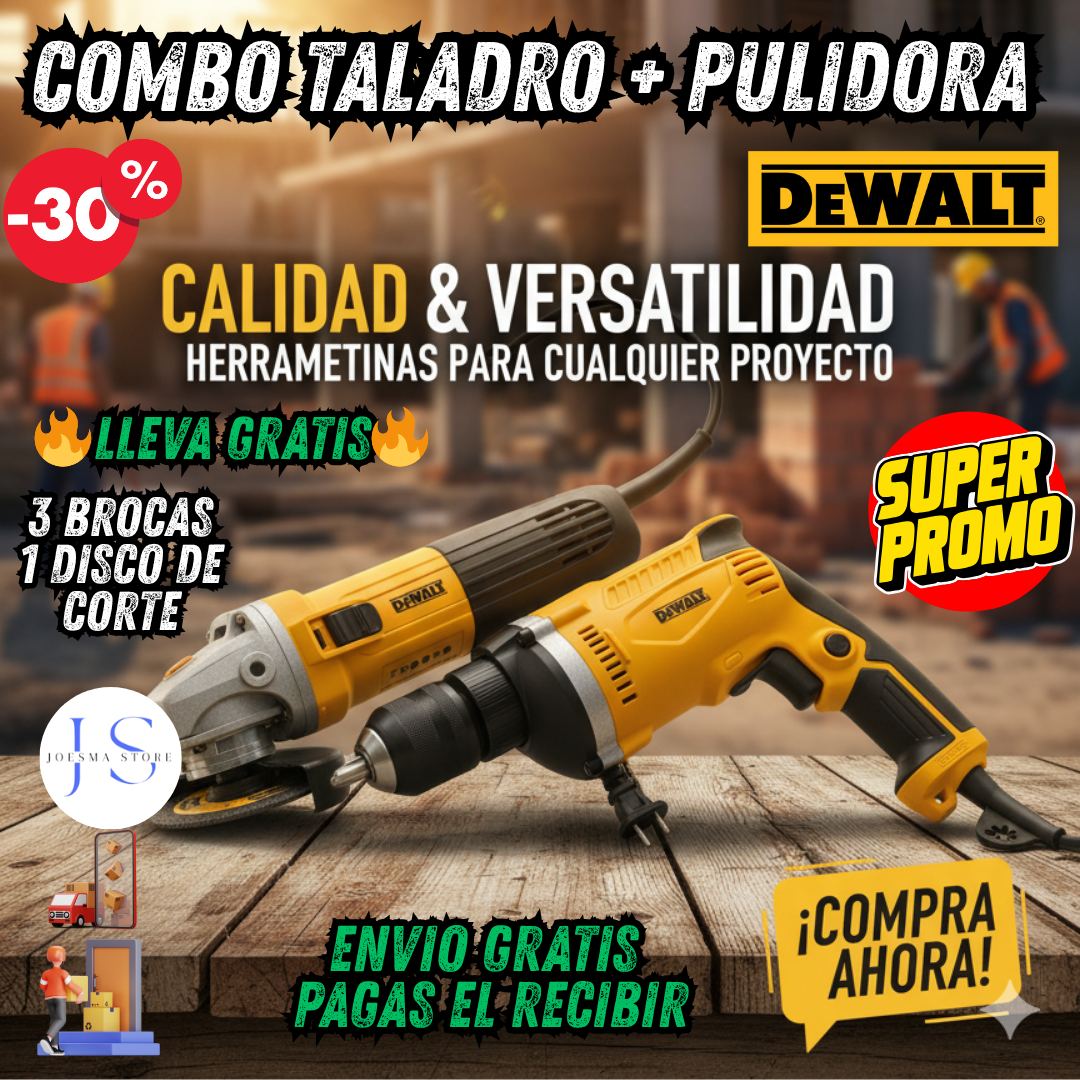 COMBO TALADRO DE 1/2" + PULIDORA 4½ DEWALT®🧰🛠️