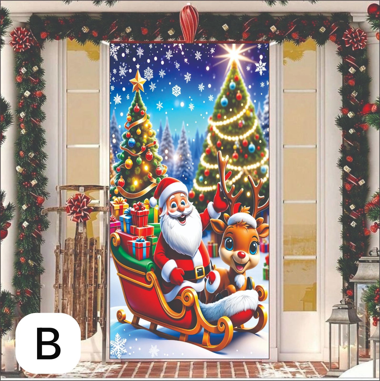 Adorno Navideño para Puerta (1 metro ancho X 2 metros de Alto)🎁🏠🚪