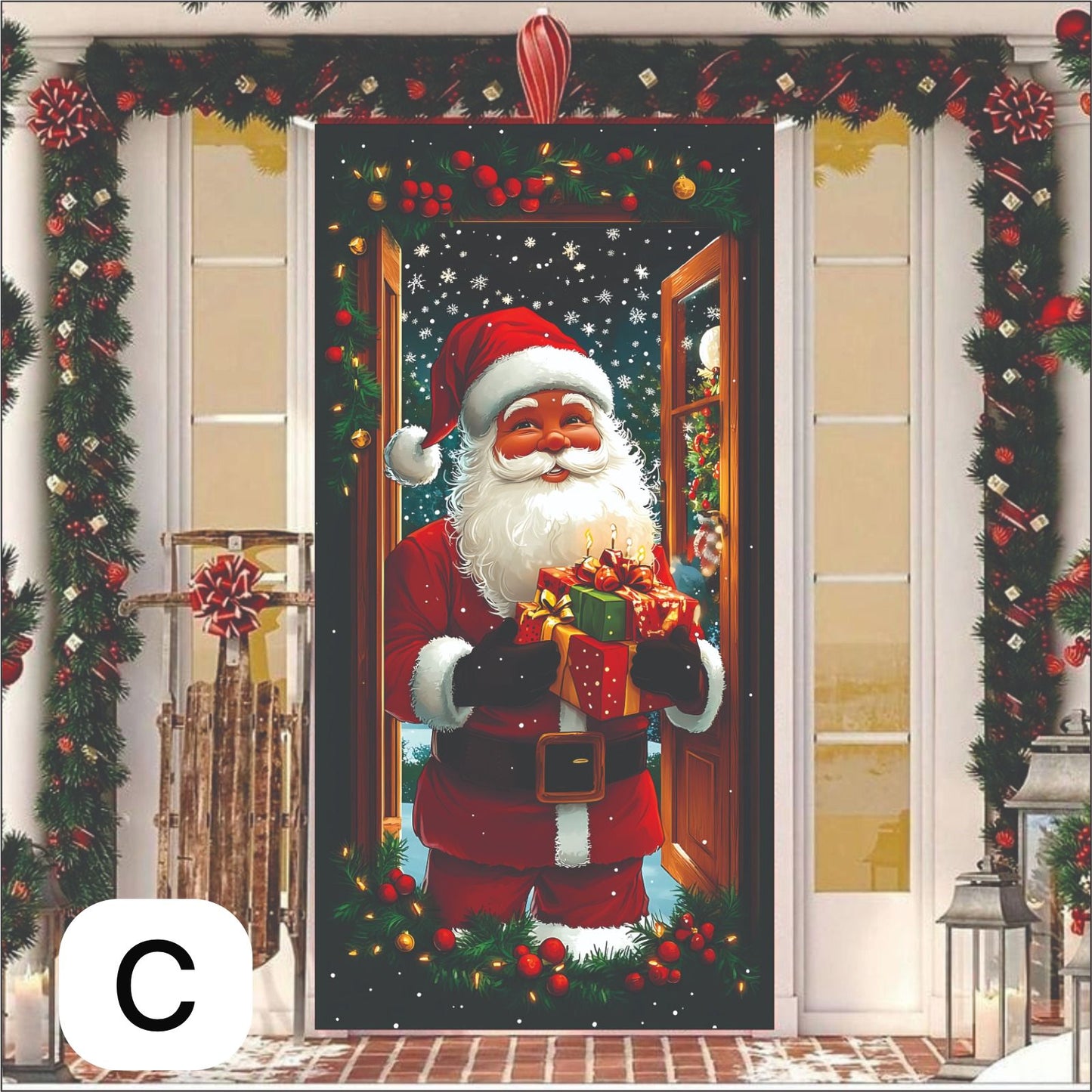 Adorno Navideño para Puerta (1 metro ancho X 2 metros de Alto)🎁🏠🚪
