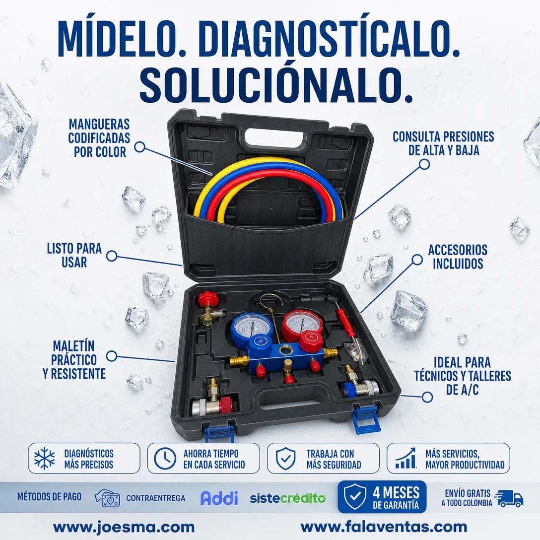 ClimaGauge Pro™ – Kit Profesional de Manómetros para Aire Acondicionado