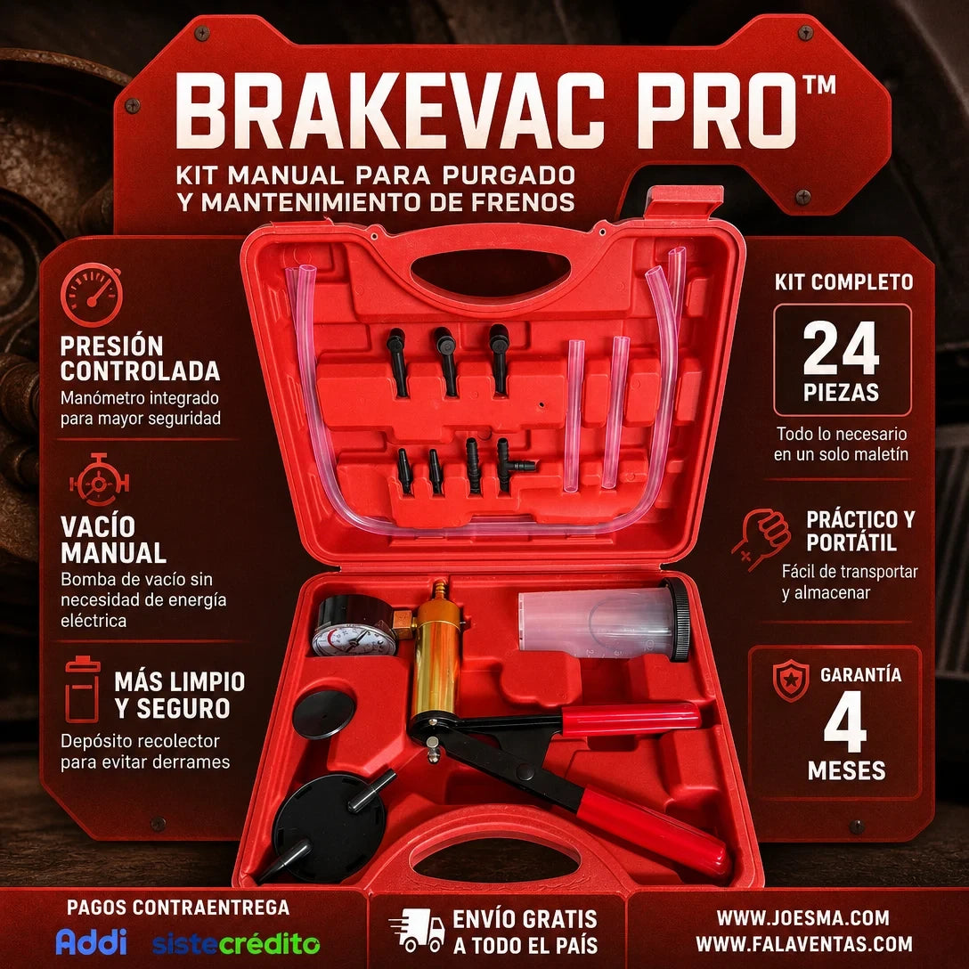 BrakeVac Pro™ – Kit Profesional de Purga y Vacío para Frenos