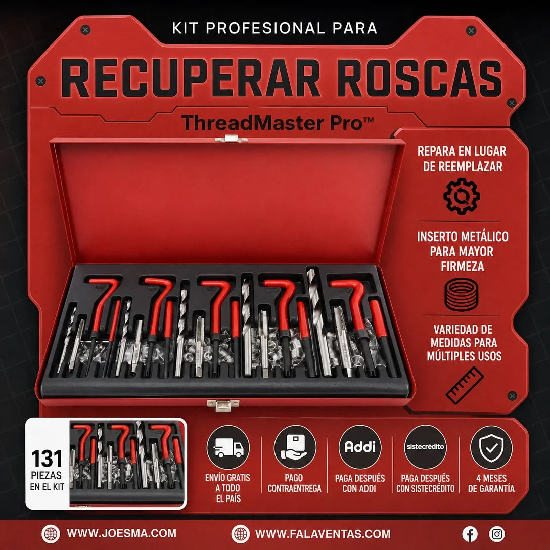 ThreadMaster Pro™ – Kit Profesional de Reparación de Roscas