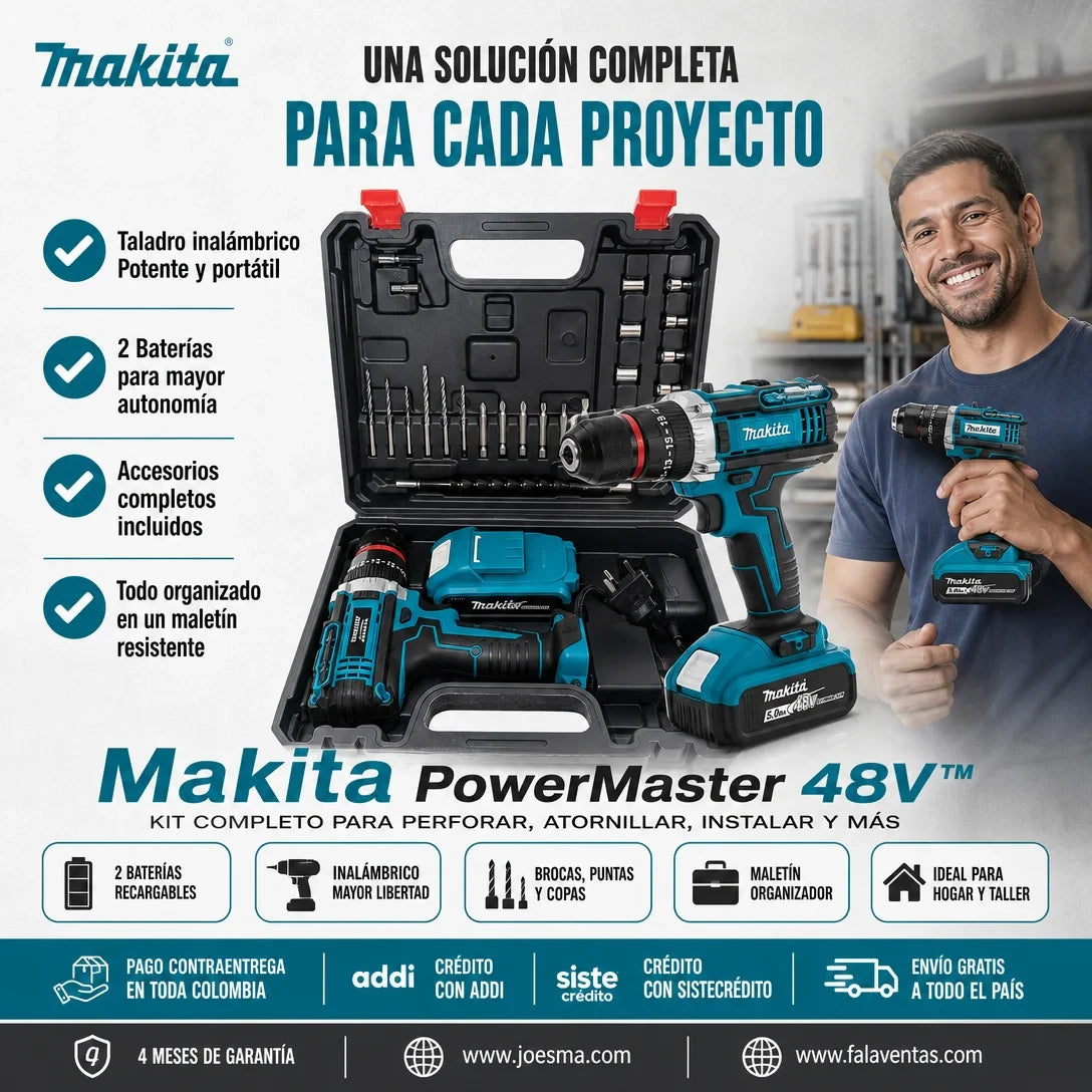 Makita PowerForce 48V™ – Kit Completo de Taladro 3/8