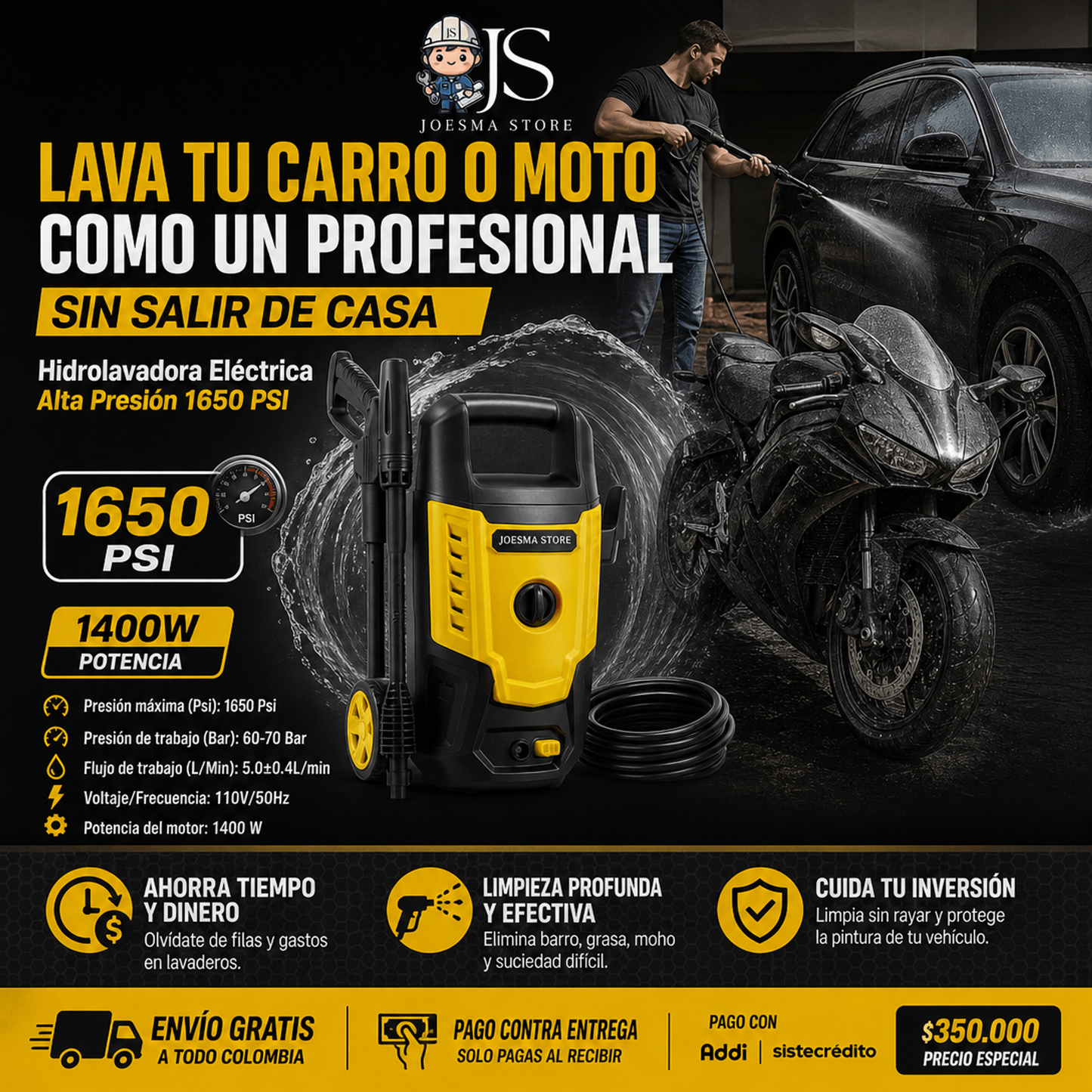 HIDROLAVADORA JOESMA POWER WASH 1650💪💧