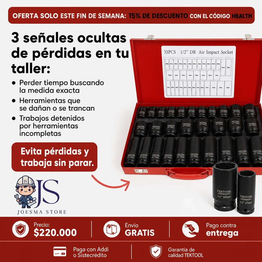 Copas de Impacto Profesional TEKTOOL Germany x 35 Piezas