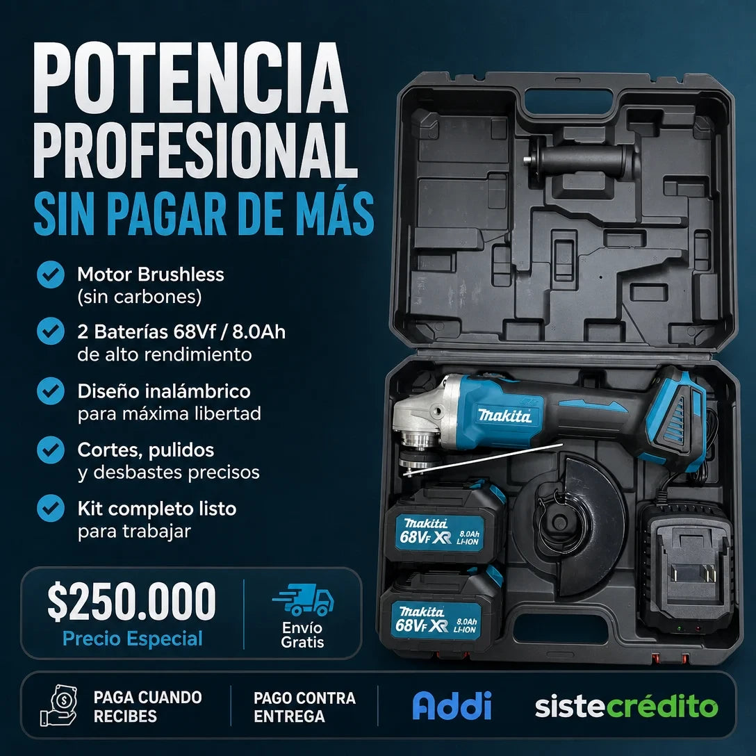 Pulidora Inalámbrica Profesional 68Vf con Doble Batería de Litio