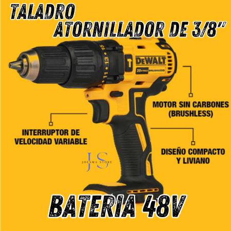 TALADRO PERCUTOR INALAMBRICO DEWALT™ 36V (MANDRIL METALICO 3/8")🧰🛠️
