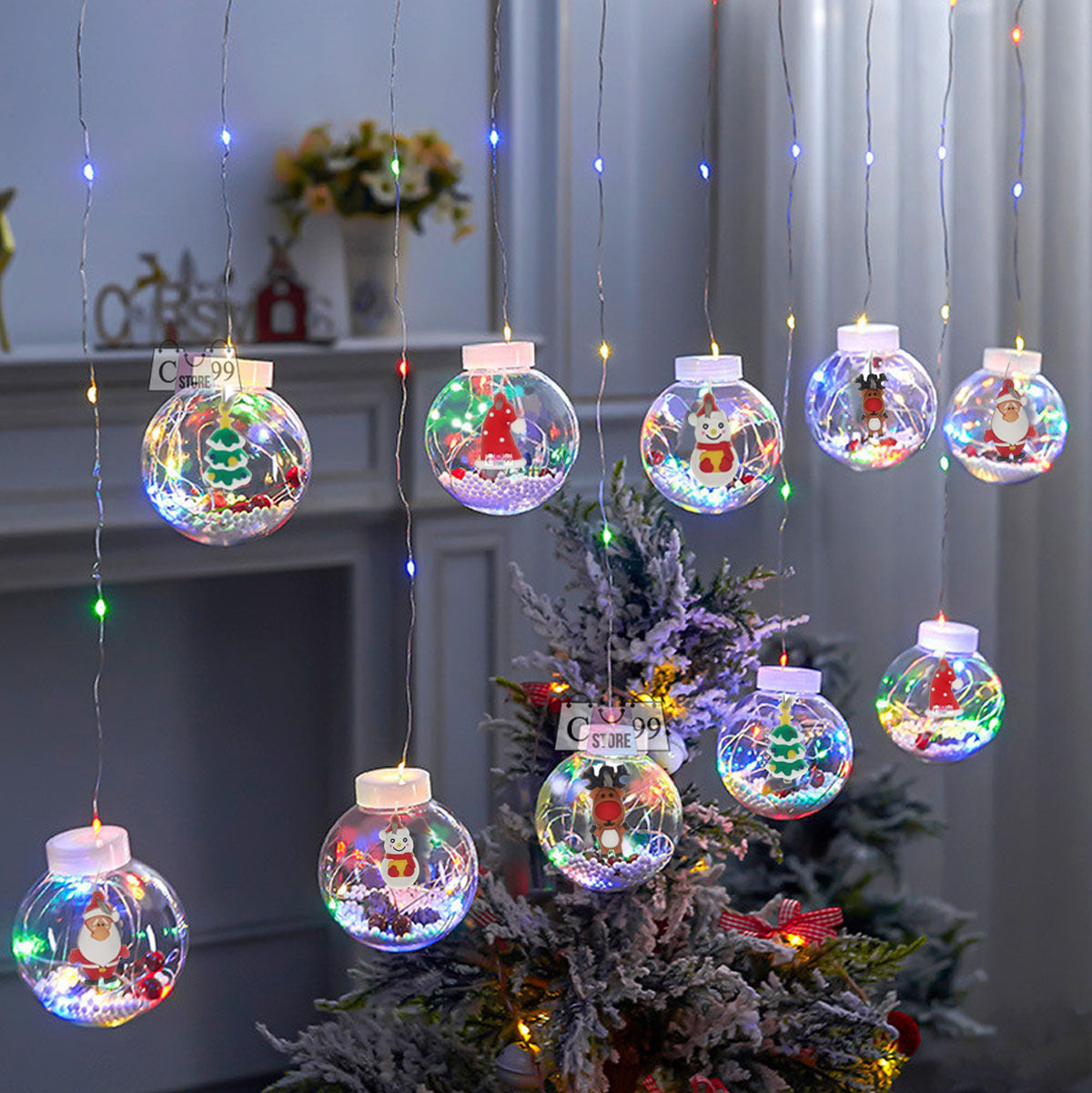 Cortina de Navidad Esferas de Luz Led 🎄3 metros
