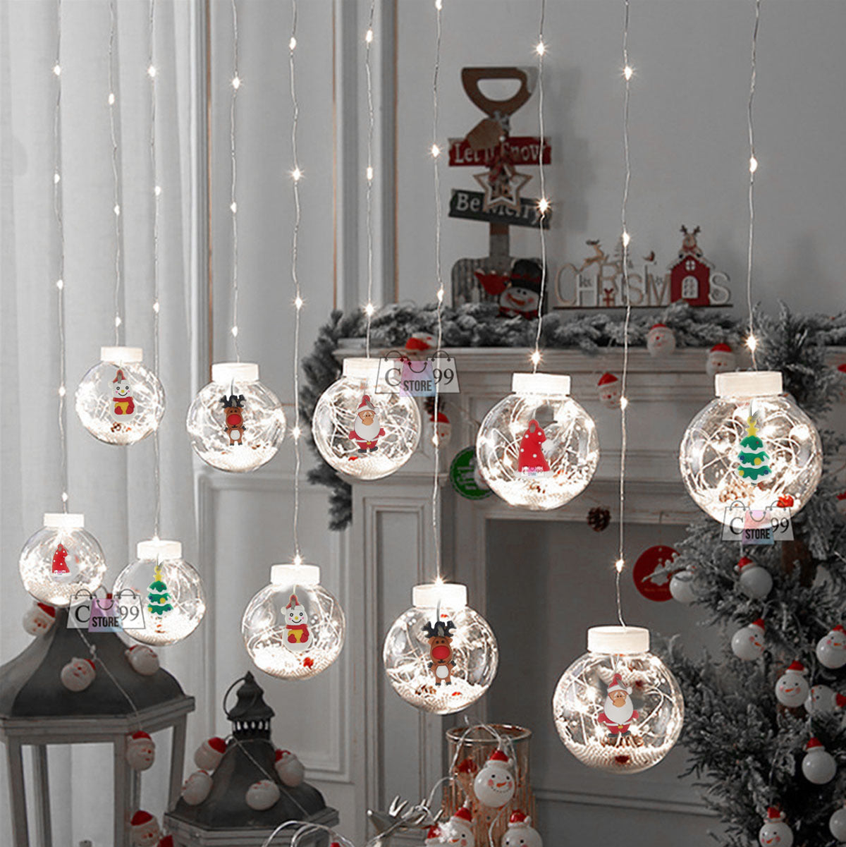 Cortina de Navidad Esferas de Luz Led 🎄3 metros