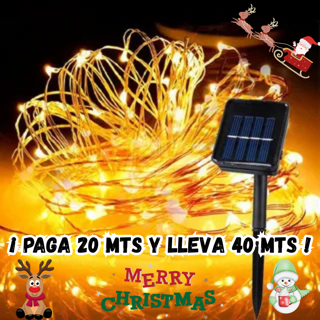Luces Navidad SolarGlow: Brillo sin Cables 🎄✨PAGA 20 METROS Y LLEVA 40 METROS