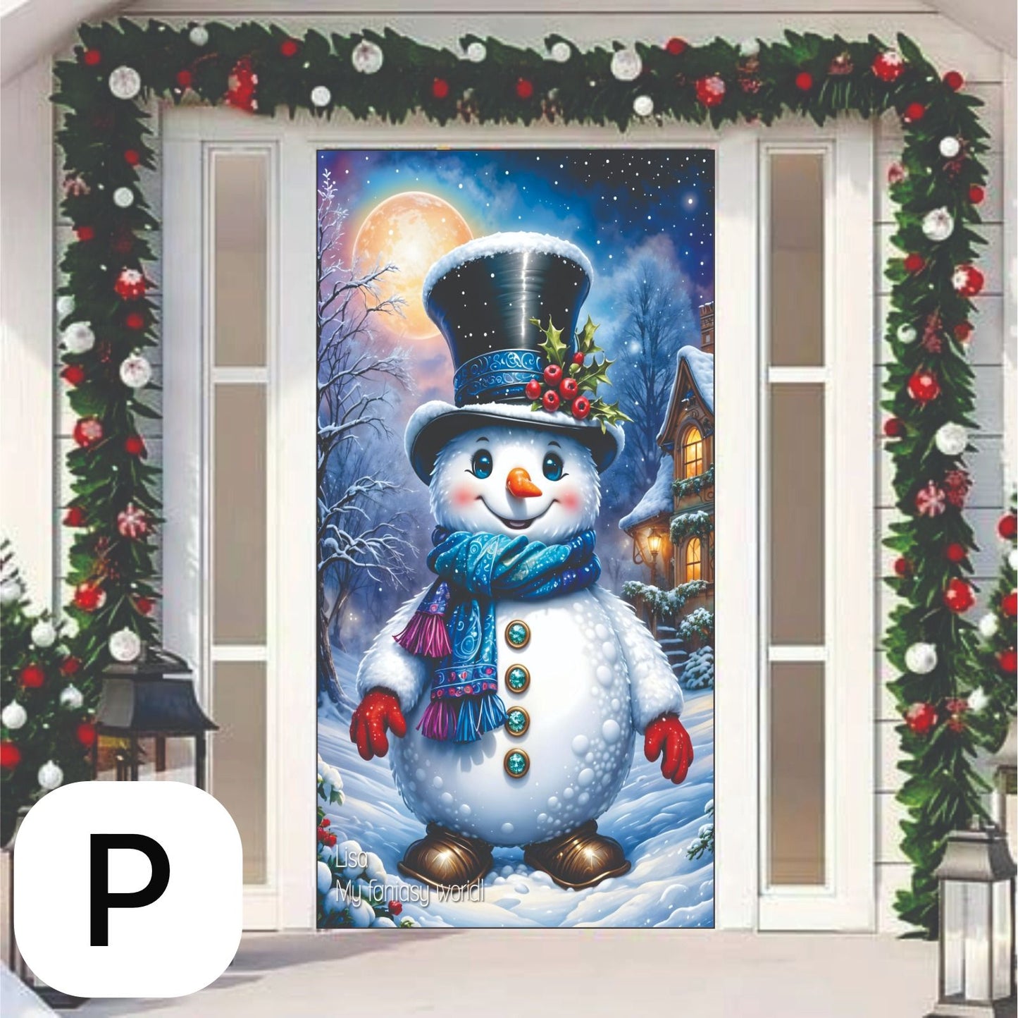 Adorno Navideño para Puerta (1 metro ancho X 2 metros de Alto)🎁🏠🚪