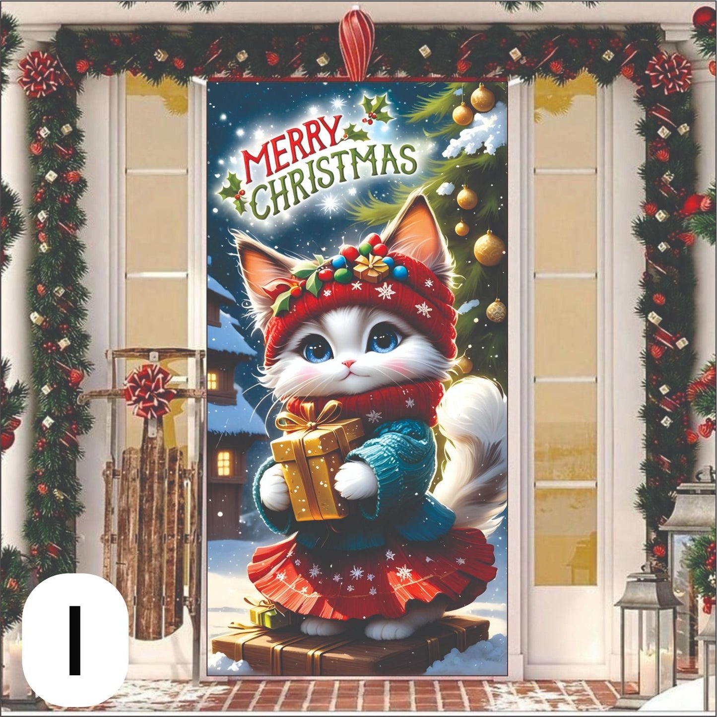 Adorno Navideño para Puerta (1 metro ancho X 2 metros de Alto)🎁🏠🚪