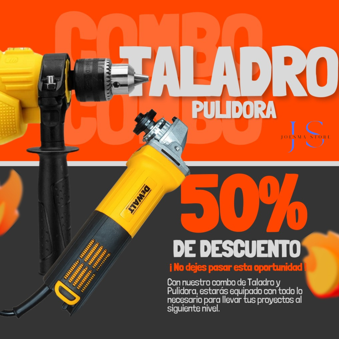 COMBO TALADRO DE 1/2" + PULIDORA 4½ DEWALT®🧰🛠️
