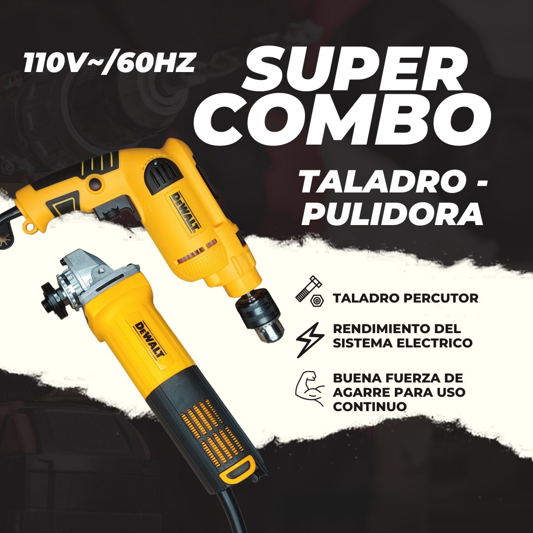 COMBO TALADRO DE 1/2" + PULIDORA 4½ DEWALT®🧰🛠️