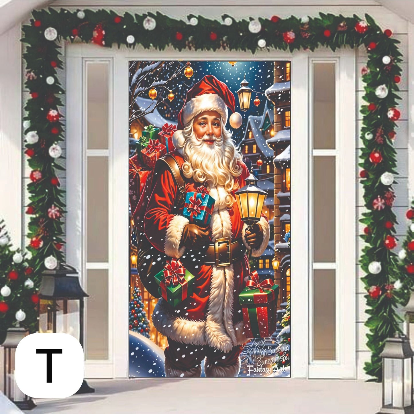 Adorno Navideño para Puerta (1 metro ancho X 2 metros de Alto)🎁🏠🚪