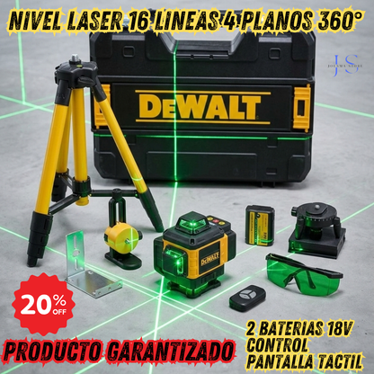 Nivel Láser 16 Líneas Táctil – DeWALT | 4 planos 360° | Autonivelante🎚️