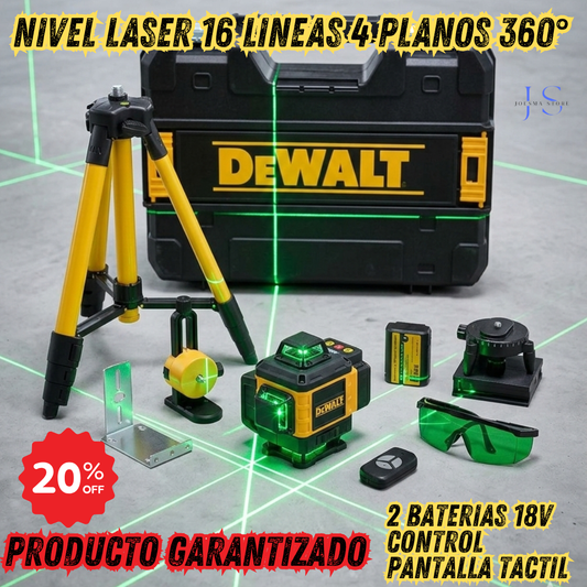 Nivel Láser 16 Líneas Táctil – DeWALT | 4 planos 360° | Autonivelante🎚️
