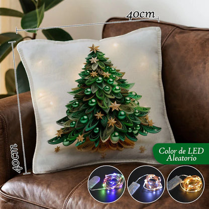 SET 4 FUNDAS DE COJÍN NAVIDEÑAS CON LUCES LED INCOMPORADAS🎄✨🎁🔋