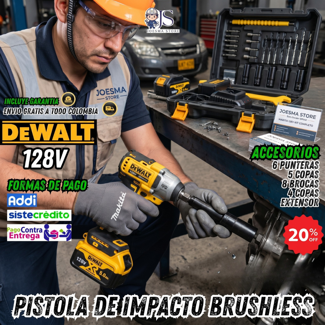 PISTOLA DE IMPACTO INALAMBRICA DEWALT® XR 128 VOLTIOS🔋⚒️⚡