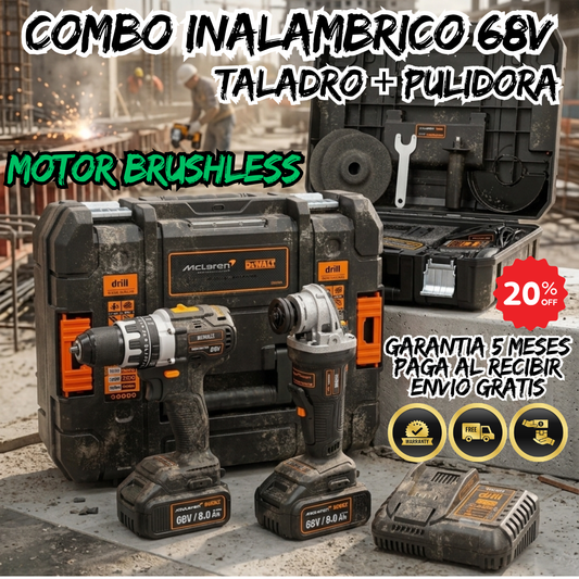 COMBO TALADRO Y PULIDORA INALAMBRICO DEWALT 68V (BRUSHLESS)