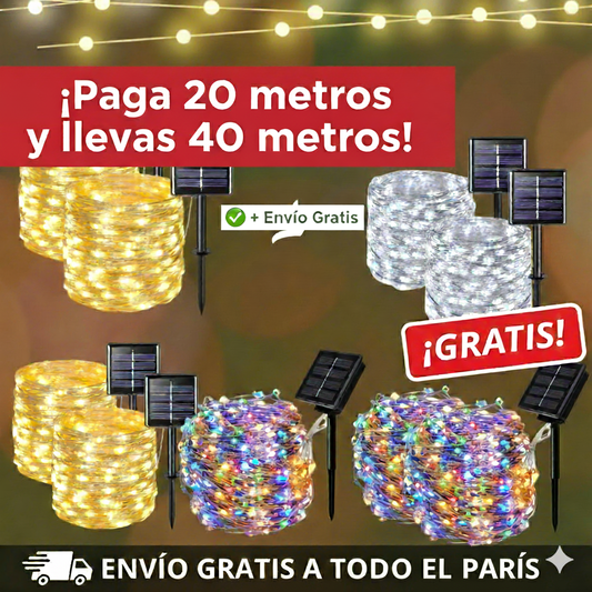 Luces Navidad SolarGlow: Brillo sin Cables 🎄✨PAGA 20 METROS Y LLEVA 40 METROS