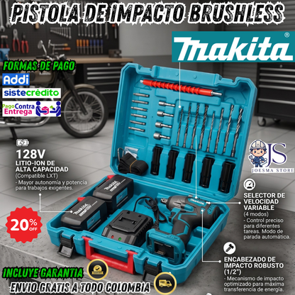 PISTOLA DE IMPACTO INALAMBRICA MAKITA® XLT 128 VOLTIOS🔋⚒️⚡
