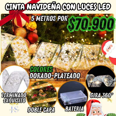 Cinta Navideña con Luces Led x 5metros🎄💫🌟