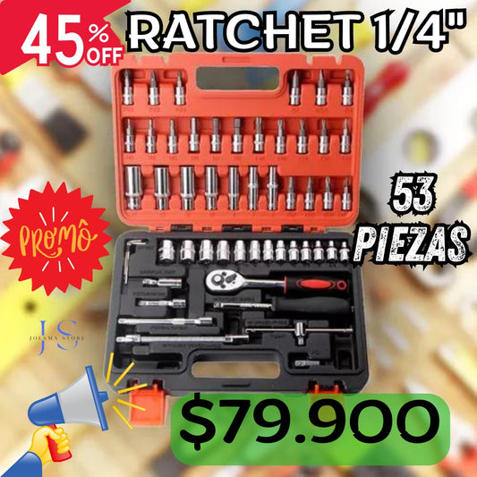 JUEGO DE RATCHET 1/4" 53 PIEZAS🧰🔩