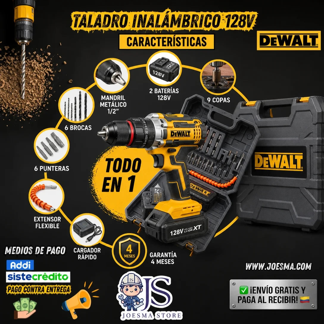 TALADRO PERCUTOR DEWALT 128V MANDRIL 1/2" ⚒️👷🛠️