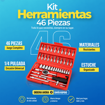 Kit de Ratche 46 piezas 1/4" 🛠️