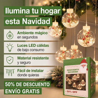 Cortina de Navidad Esferas de Luz Led 🎄3 metros