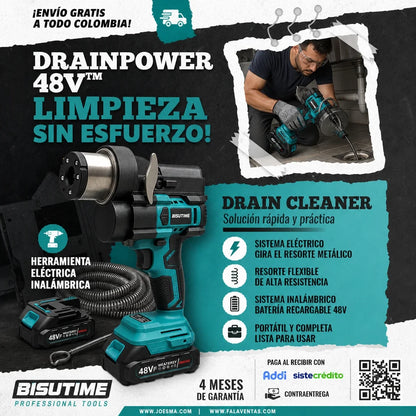 Sonda Eléctrica Destapacaños Profesional-DrainPower 48V™