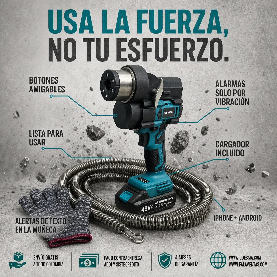 Sonda Eléctrica Destapacaños Profesional-DrainPower 48V™