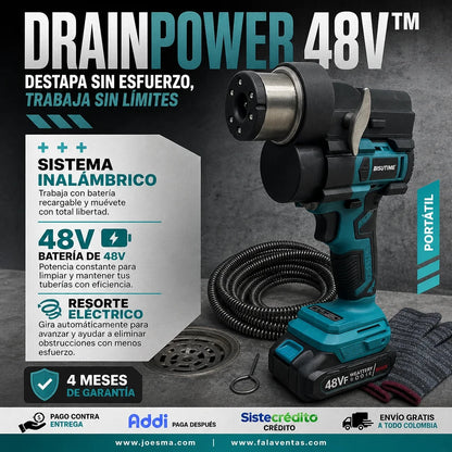 Sonda Eléctrica Destapacaños Profesional-DrainPower 48V™