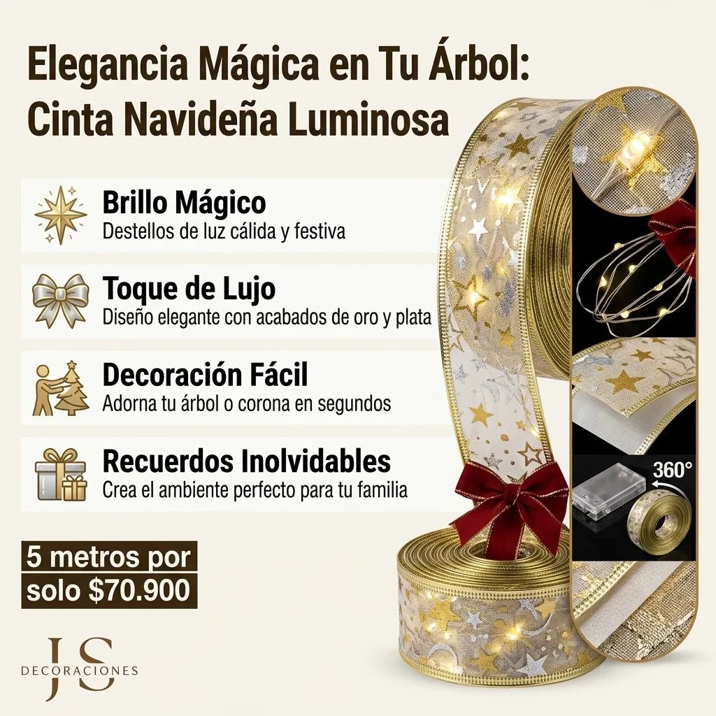 Cinta Navideña con Luces Led x 5metros🎄💫🌟