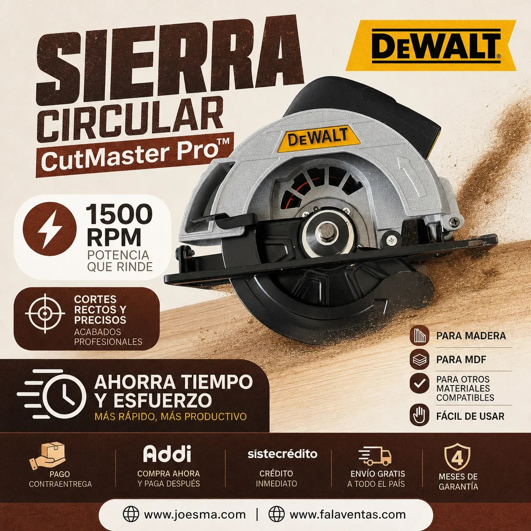 Sierra Circular DEWALT CutForce Pro™ – Potencia y Precisión en Cada Corte