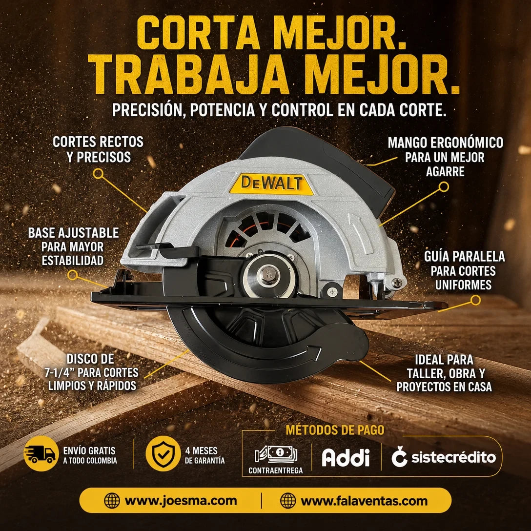 Sierra Circular DEWALT CutForce Pro™ – Potencia y Precisión en Cada Corte