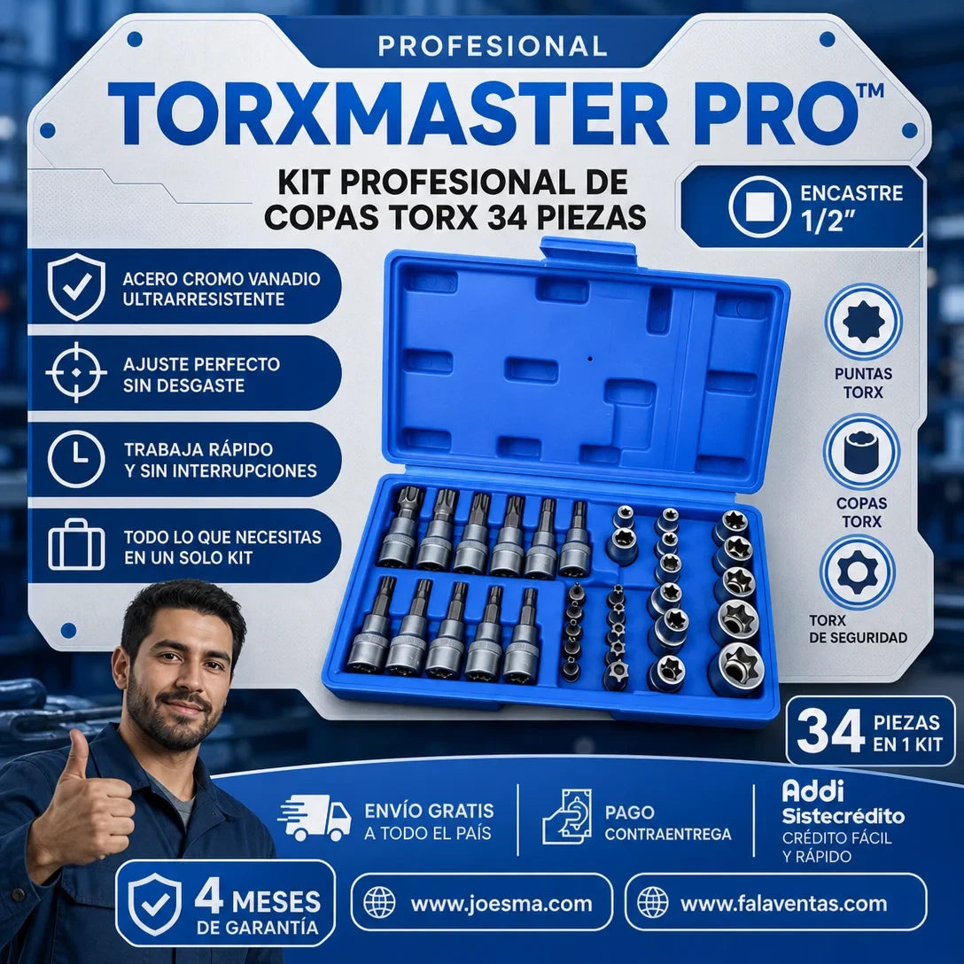 TorxMaster Pro™ – Kit Profesional de Copas TORX 34 Piezas