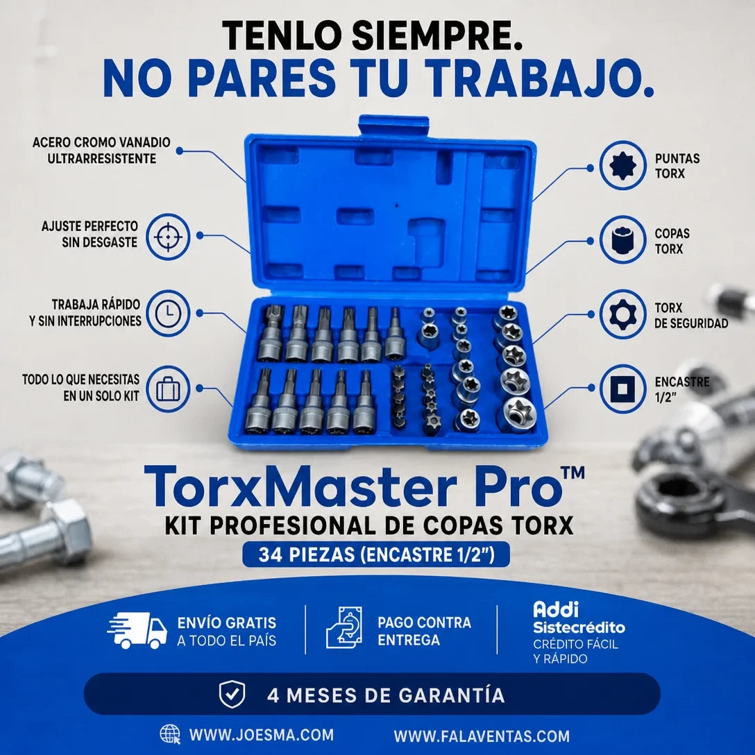TorxMaster Pro™ – Kit Profesional de Copas TORX 34 Piezas