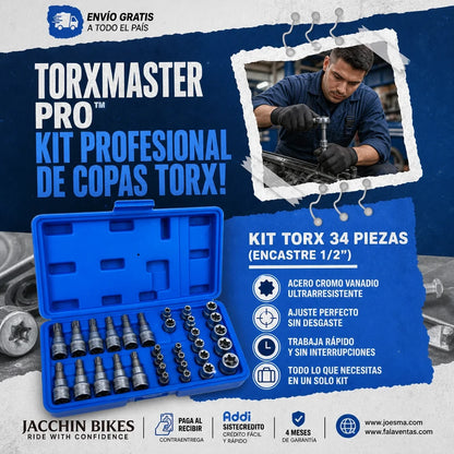 TorxMaster Pro™ – Kit Profesional de Copas TORX 34 Piezas