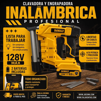 DeWALT PowerNail 128V™ – Clavadora y Engrapadora Inalámbrica Profesional