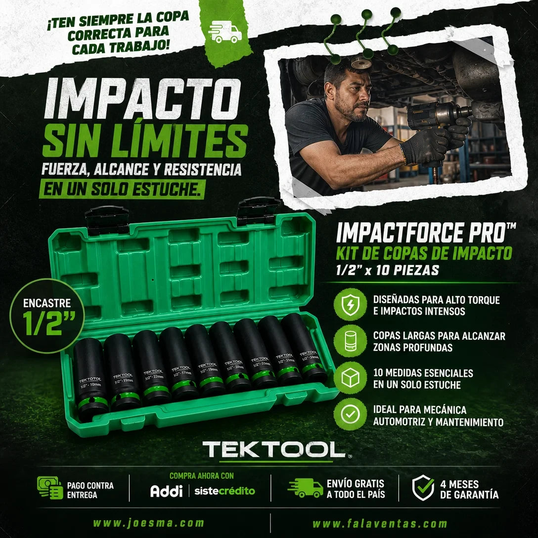 ImpactForce Pro™ – Kit de Copas de Impacto 1/2” x 10 Piezas